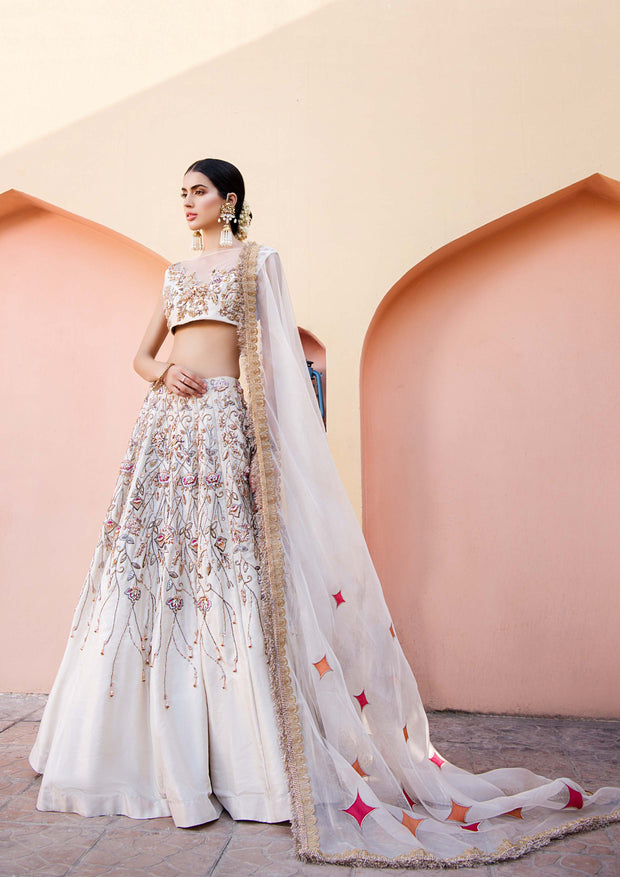 Pakistani Bridal Dress in Embellished Raw Silk