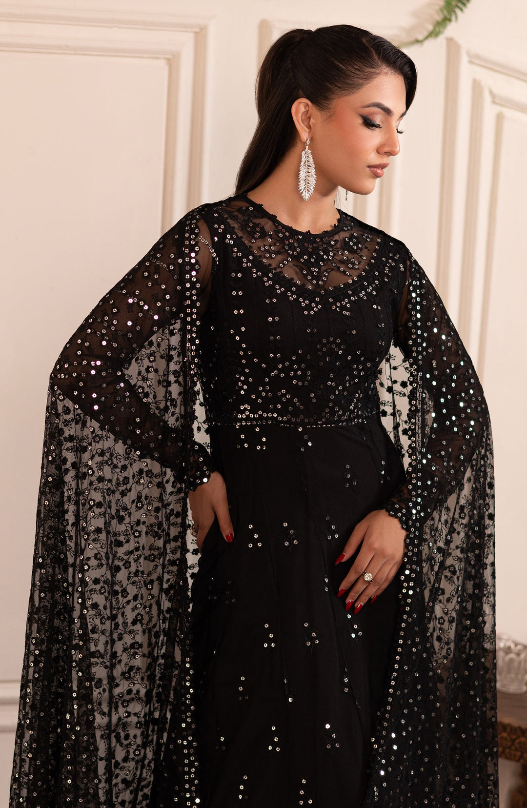 ZRF 003 GISELE - Elegant Sequins Embroidered Net Blouse