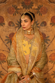 Pastel Yellow Raw Silk Pakistani Bridal Dress with Embroidery