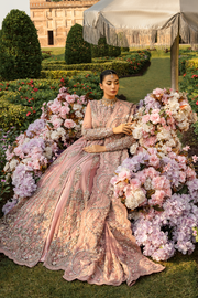 Pakistani Designer Bridal Dress in Pink Net and Tissue