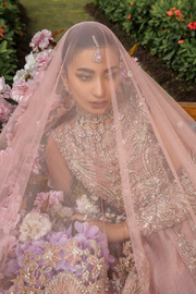 Pakistani Designer Bridal Dress in Pink Net and Tissue