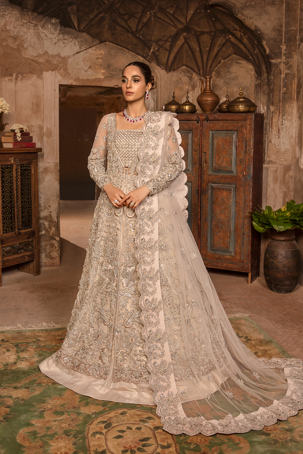 Peach Nude Pakistani Bridal Dress with Shimmery Lehnga