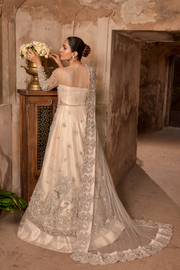 Peach Nude Pakistani Bridal Dress with Shimmery Lehnga