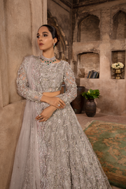Stunning Grey Silver Pakistani Bridal Dress with Embellishments