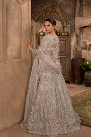 Stunning Grey Silver Pakistani Bridal Dress with Embellishments