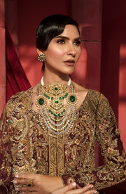 Elegant Maroon Bridal Lehenga with Gold Accents