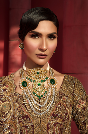 Elegant Maroon Bridal Lehenga with Gold Accents
