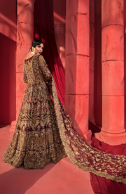 Elegant Maroon Bridal Lehenga with Gold Accents