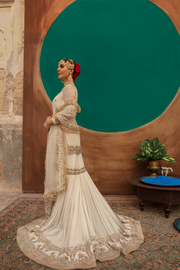 Pakistani Designer Bridal Dress in White Organza & Chiffon