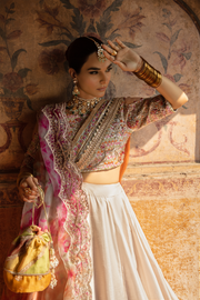 Pakistani Bridal Dress in Off White Raw Silk with Embroidery