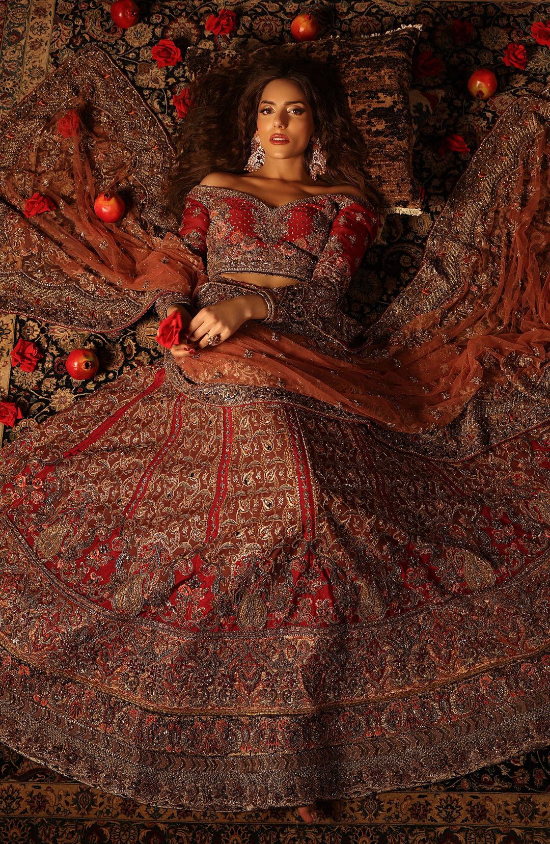 Exquisite Red Pakistani Bridal Lehenga Set for Elegance