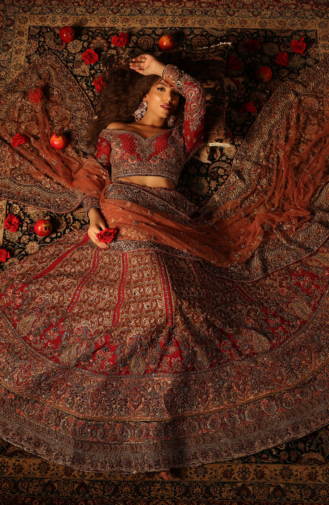 Exquisite Red Pakistani Bridal Lehenga Set for Elegance