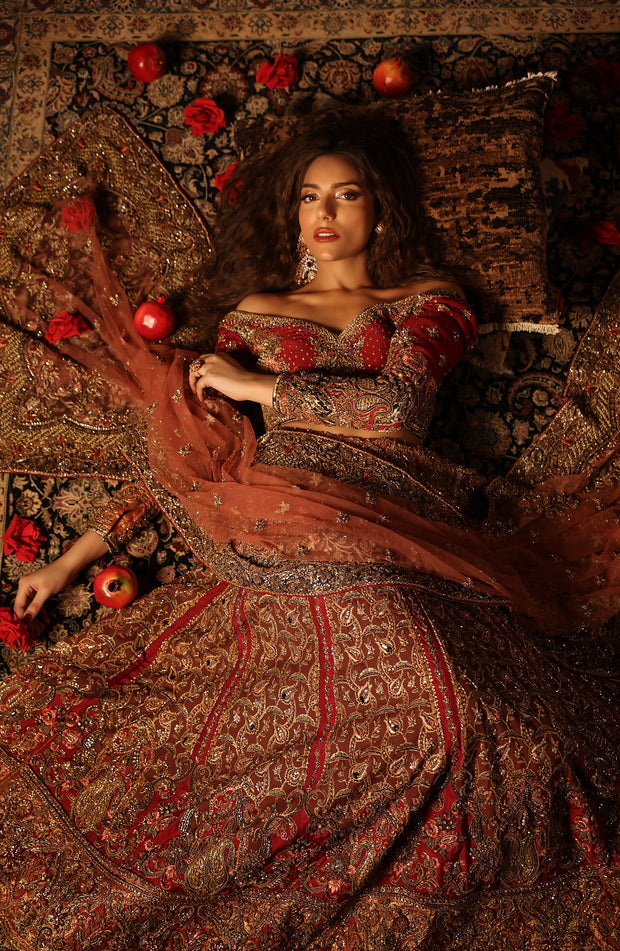 Exquisite Red Pakistani Bridal Lehenga Set for Elegance