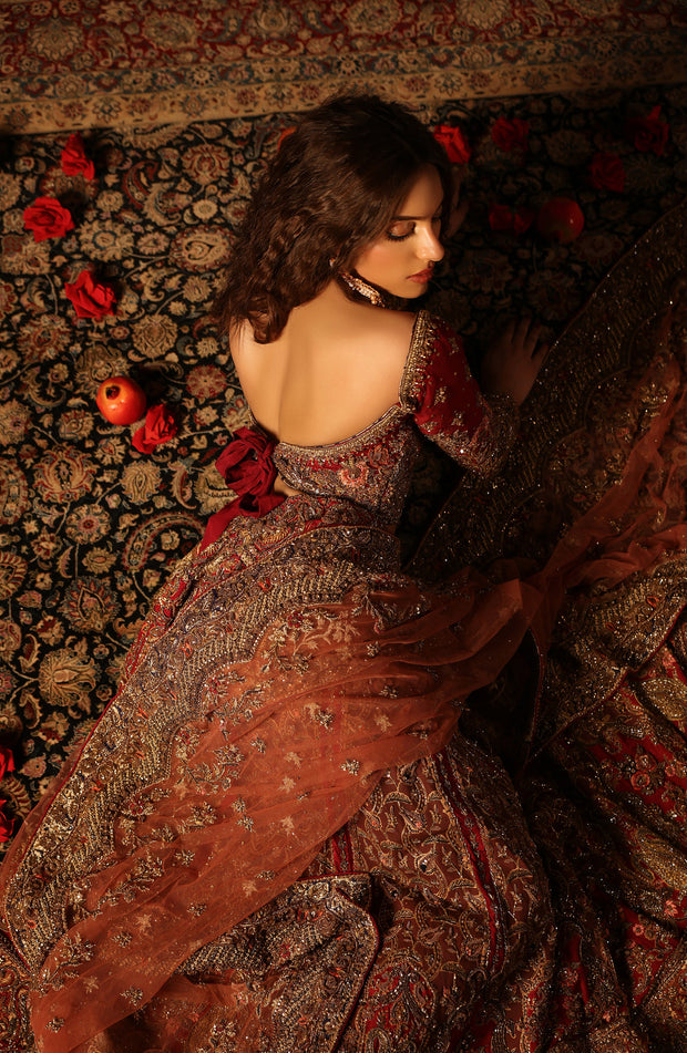 Exquisite Red Pakistani Bridal Lehenga Set for Elegance