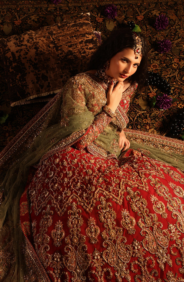 Regal Classic Red Pakistani Bridal Lehenga for Weddings