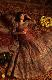 Regal Deep Maroon Pakistani Bridal Dress Ensemble