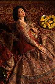 Regal Deep Maroon Pakistani Bridal Dress Ensemble