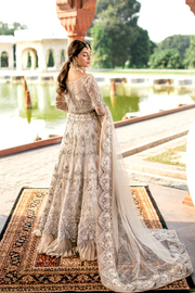 Pakistani Bridal Dress in Ivory Net with Embroidery