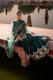 Stunning Bottle Green Pakistani Bridal Dress with Gharara