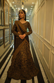 Traditional Deep Purple Pakistani Bridal Lehenga Ensemble