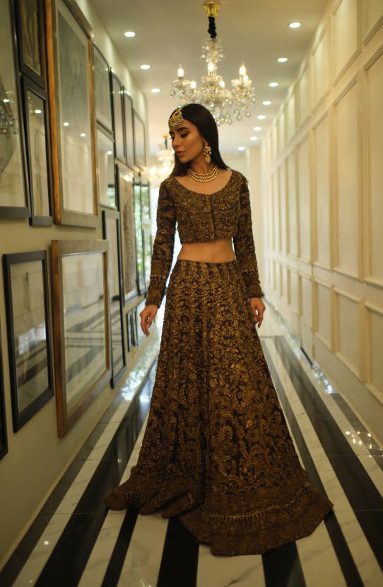 Traditional Deep Purple Pakistani Bridal Lehenga Ensemble