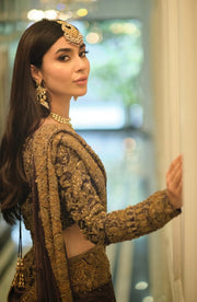 Traditional Deep Purple Pakistani Bridal Lehenga Ensemble