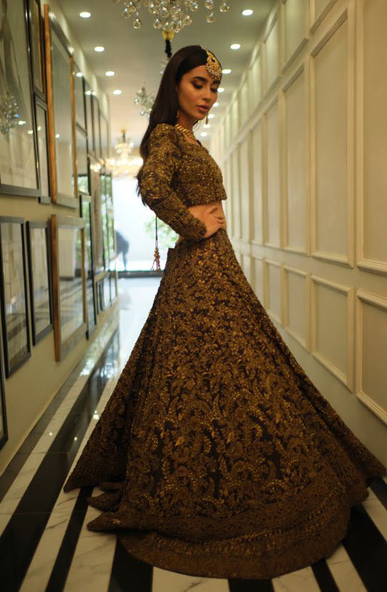 Traditional Deep Purple Pakistani Bridal Lehenga Ensemble