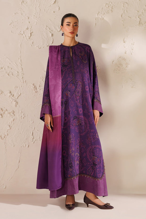 Embroidered Silk Set with Shawl