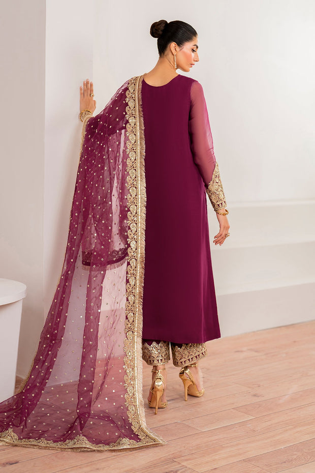 Embroidered Chiffon Shirt with Matching Trousers
