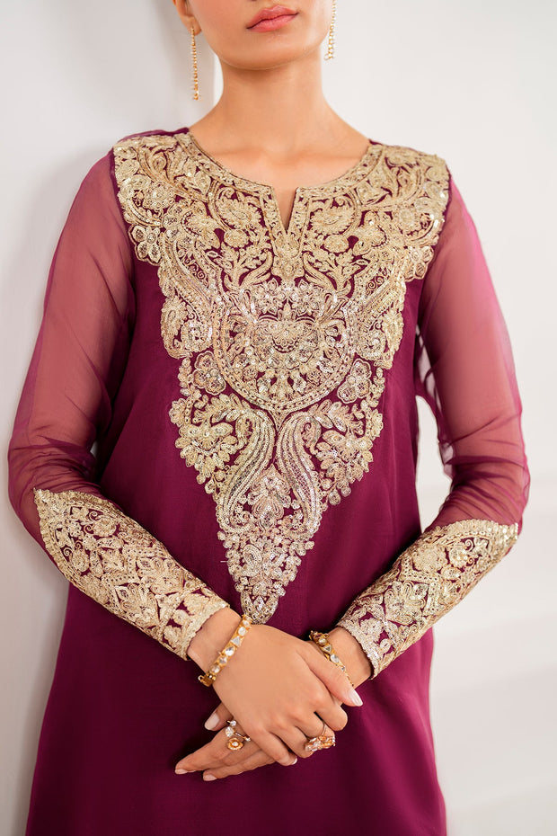 Elegant Ivory Chiffon Shirt and Dupatta Set