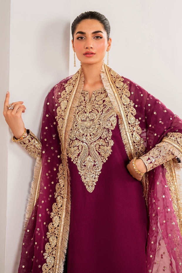 Chiffon A-Line Shirt with Embroidered Trousers