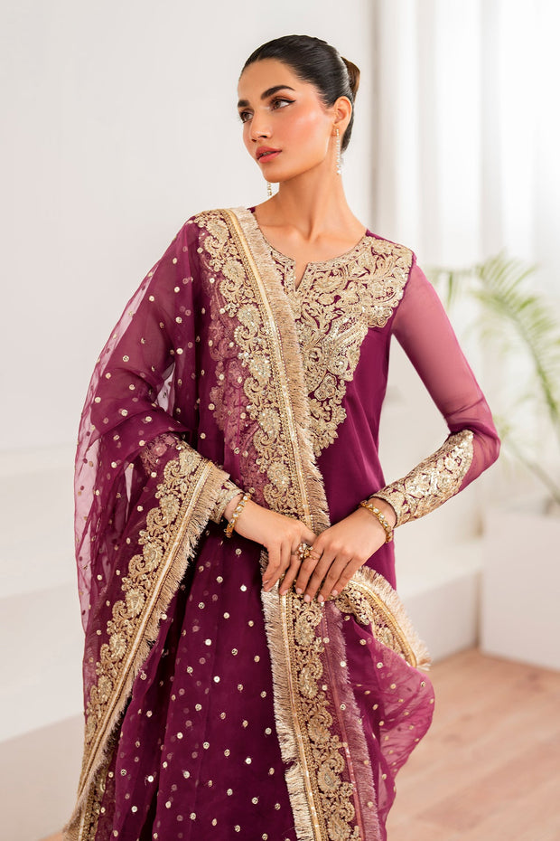 Ivory Embroidered Shirt and Kiran Lace Dupatta