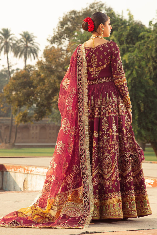 Elegant Maroon Pakistani Bridal Suit with Intricate Embroidery