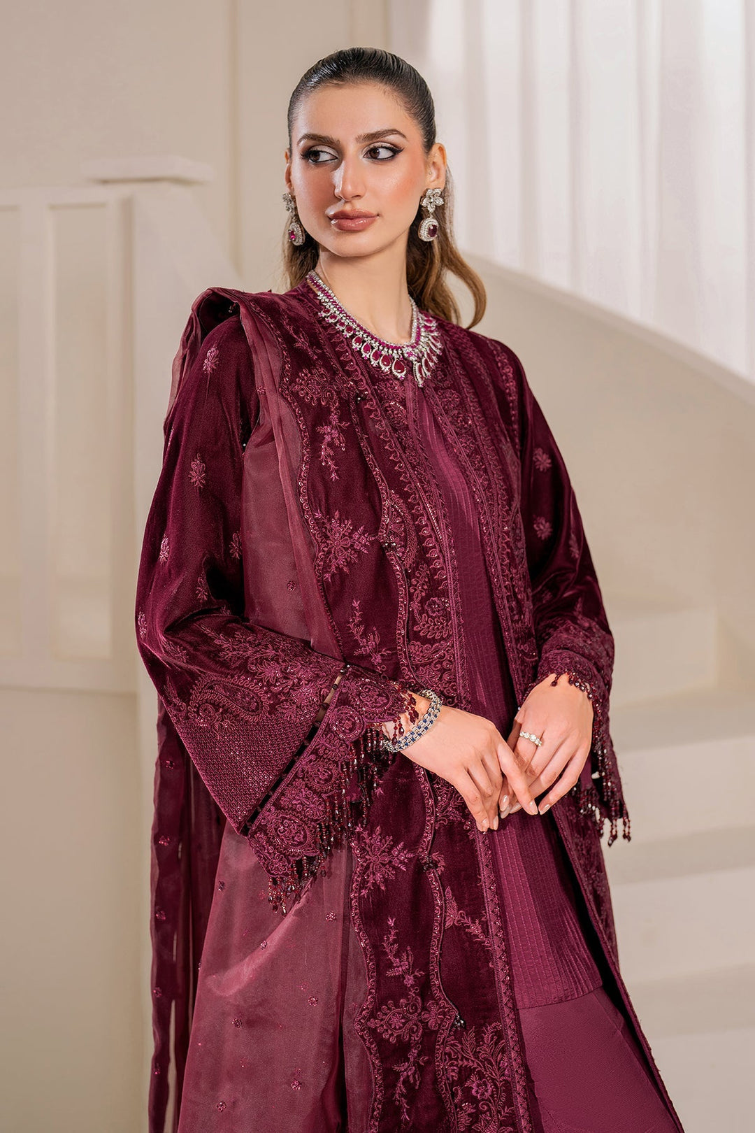 Stylish Velvet Dress with Dupatta