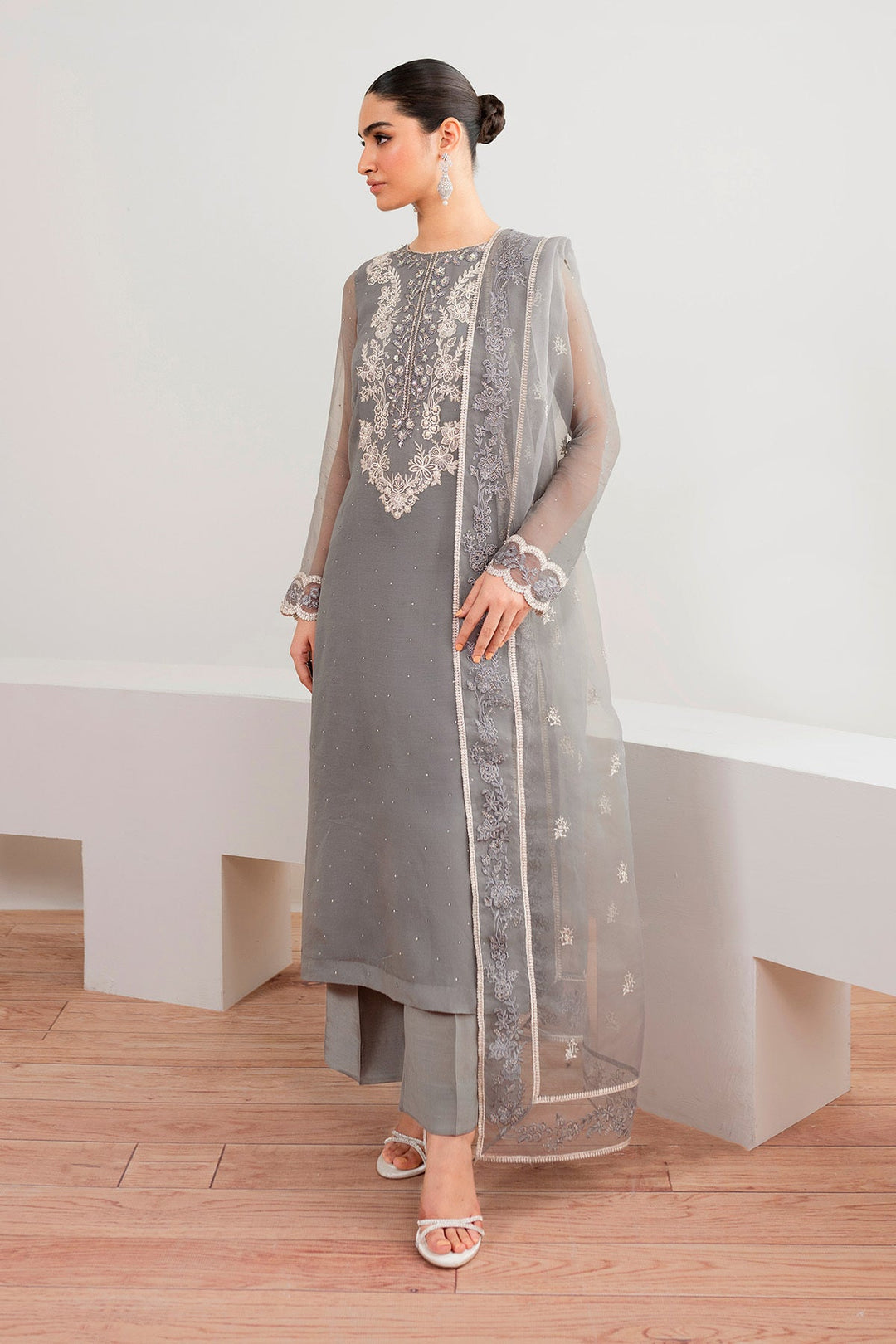 Hand-Embellished Chiffon Shirt