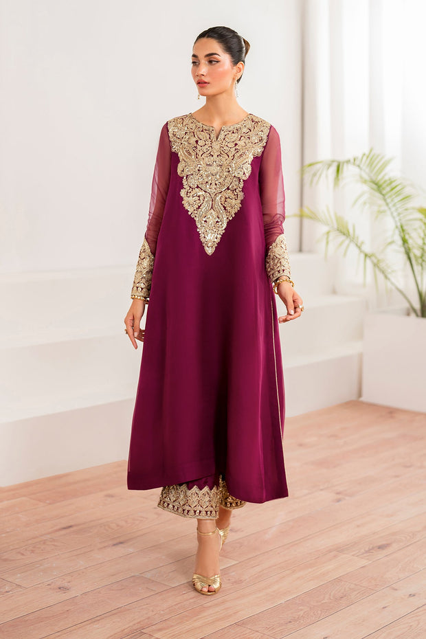Ivory Chiffon Shirt and Embroidered Trousers