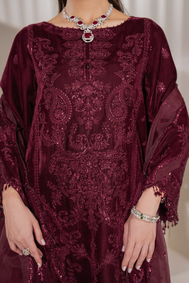Embroidered Velvet Shirt Set