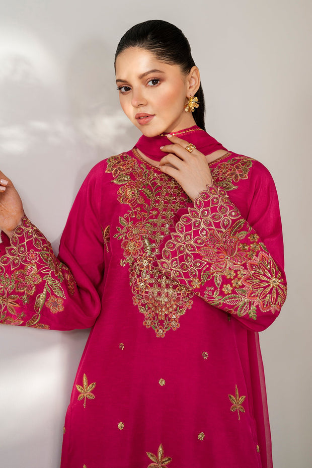 Pakistani Party Dress: Raw Silk Shirt and Dupatta