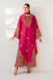 Embroidered Raw Silk Shirt and Chiffon Dupatta Set