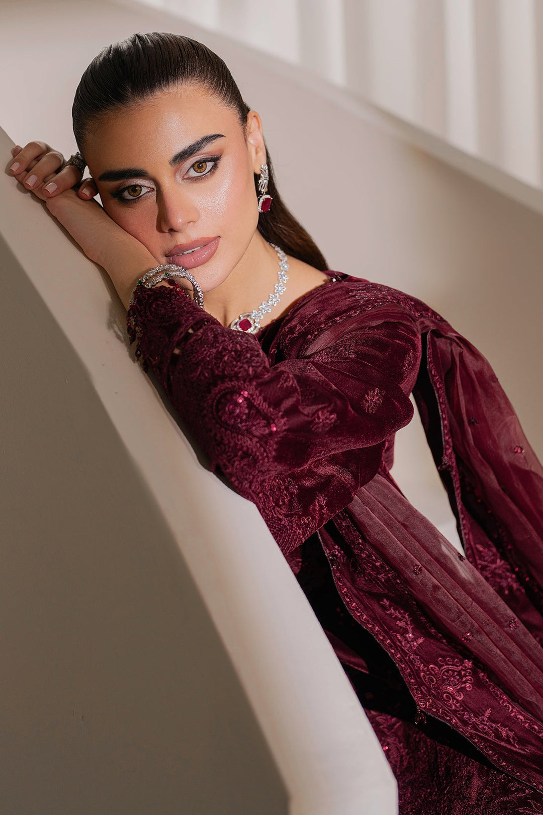Stylish Velvet Dress with Dupatta