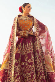 Elegant Maroon Pakistani Bridal Suit with Intricate Embroidery