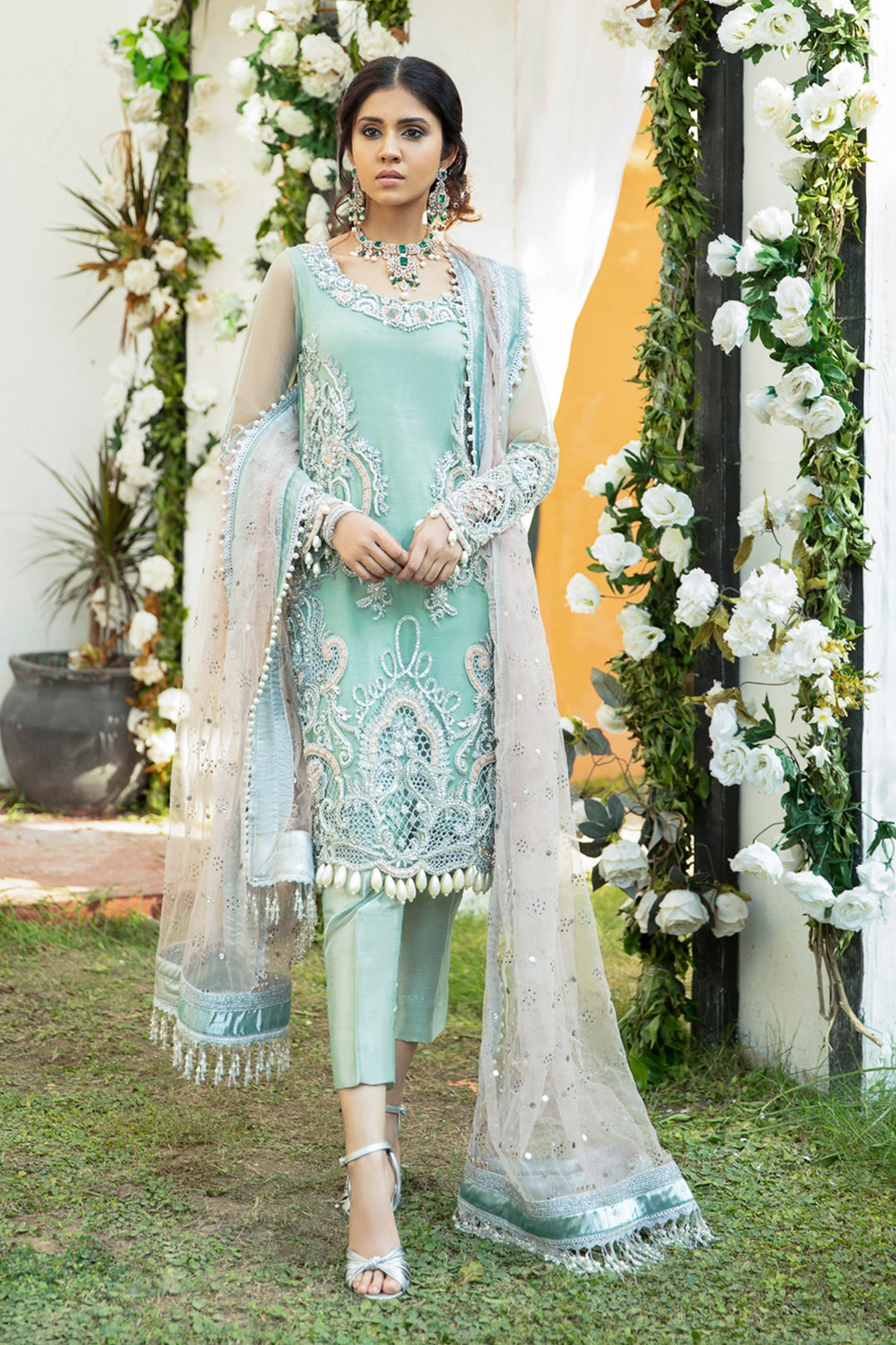Elegant Pakistani Bridal Dress with Ethereal Details
