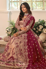 Elegant Pakistani Bridal Dress in Rose Pink & Maroon with Embroid