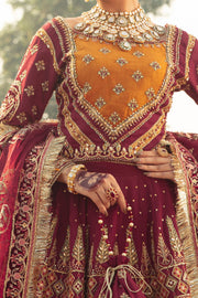 Elegant Maroon Pakistani Bridal Suit with Intricate Embroidery