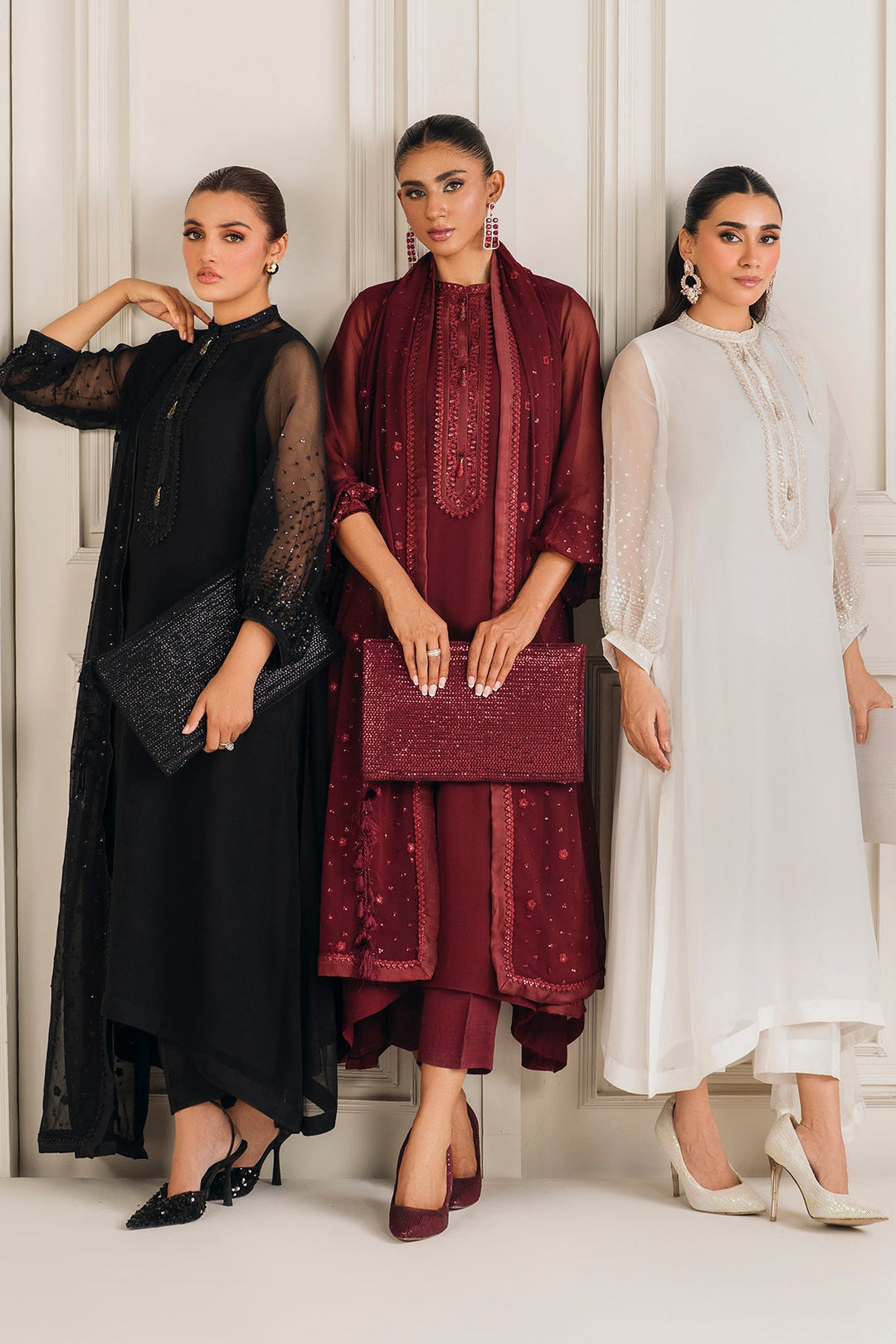 Embroidered Chiffon Dress Set