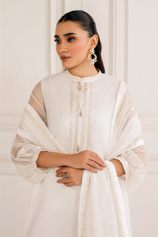 Ivory Chiffon Embroidered Shirt and Trouser Outfit
