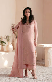 Elegant Tea Pink Pakistani Party Dress for Special Occasions