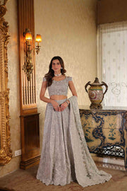 Elegant Silver Grey Pakistani Bridal Dress for Any Occasion