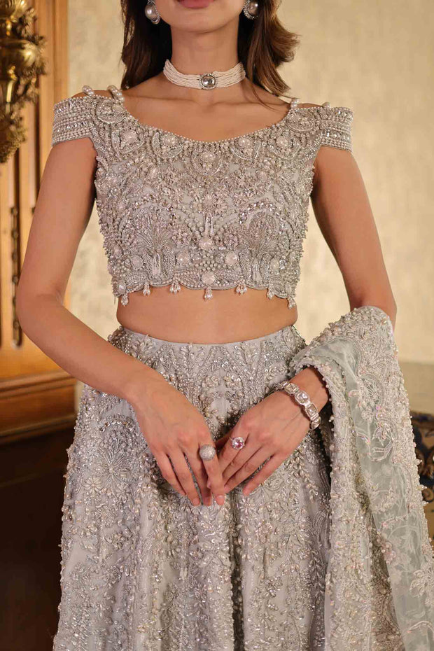 Elegant Silver Grey Pakistani Bridal Dress for Any Occasion