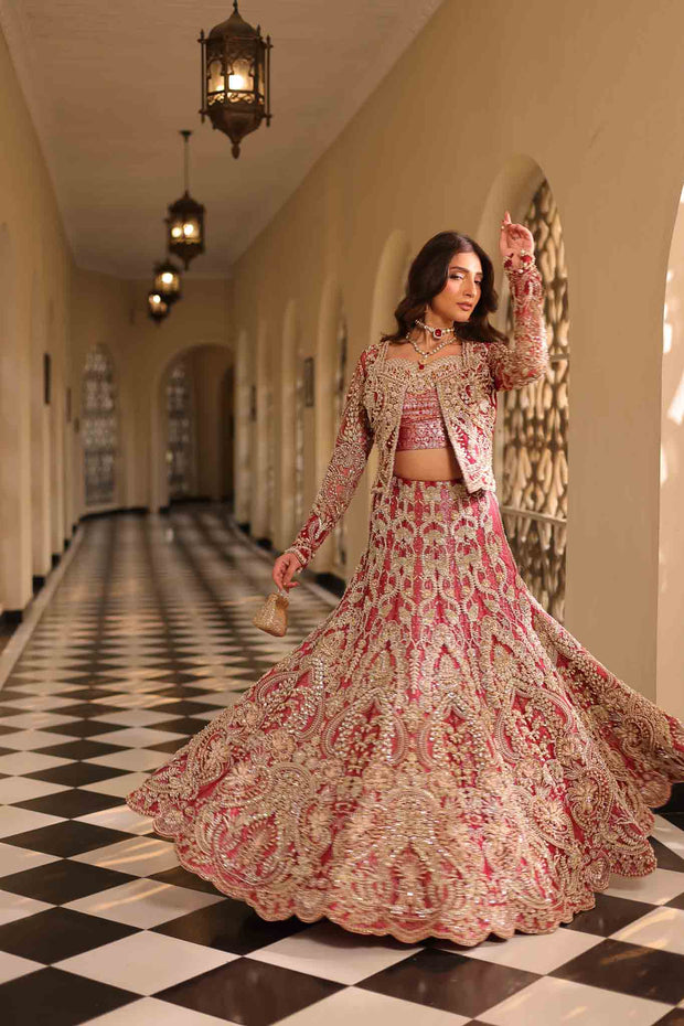 Elegant Deep Maroon Pakistani Bridal Dress for Weddings